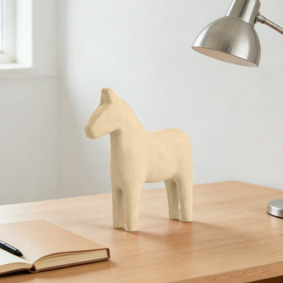Modern Minimalist Wooden Horse Figurine Decor – Matte Finish, Soft Neutral Colors, 7.1"x6.3" Accent for Living Room TV Cabinet or Tea Table