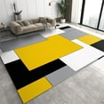 thumbnail image 1 of Modern Minimalist Yellow Geometric Rug, Black White Gray Square Indoor Area Rug, Non Slip Foldable Washable Mat For Family Living Room Bedroom Entryway Hallway Office Apartment 4x5ft, 1 of 6