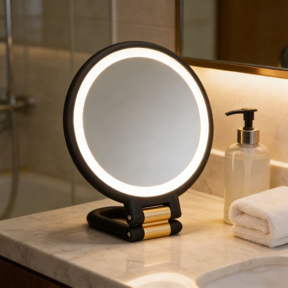 Modern Mirror 3-in-1 Magnifying , 50X Magnification, Handheld/Wall Mount/Tabletop Design, Double-Sided Makeup Mirror with 360° Adjustable Handle