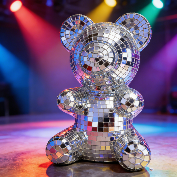 Modern Mirror Disco Ball,Bear Shape Disco Balls,Reflective Light Mirror Balls for DJ Club Party,Disco Dancing Party Decoration,Tabletop Decorations Bear Sculptures and Statues