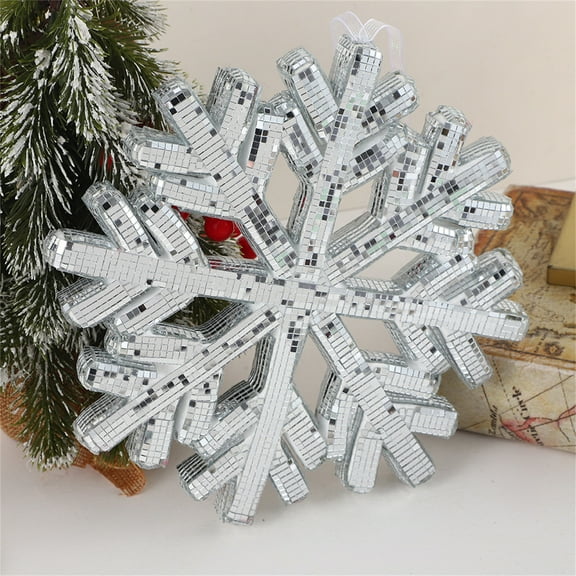 Modern Mirror Disco Ball,Disco Snowflake Statue,9.4" Cool Reflective Light Mirror Balls for for DJ Club Party,Christmas Snowflake Dcor,Disco Dancing Party Decoration,Home Snowflake Decor