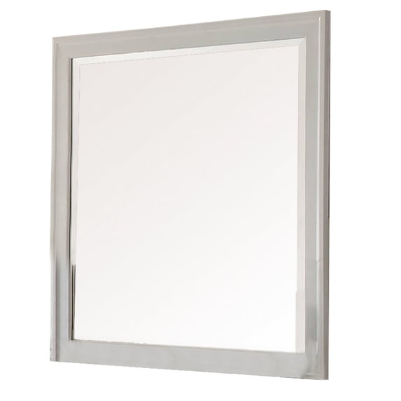 BenJara Modern Mirror with Rectangular Frame an Molded Details, White