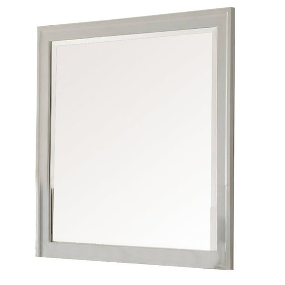 BenJara Modern Mirror with Rectangular Frame an Molded Details, White