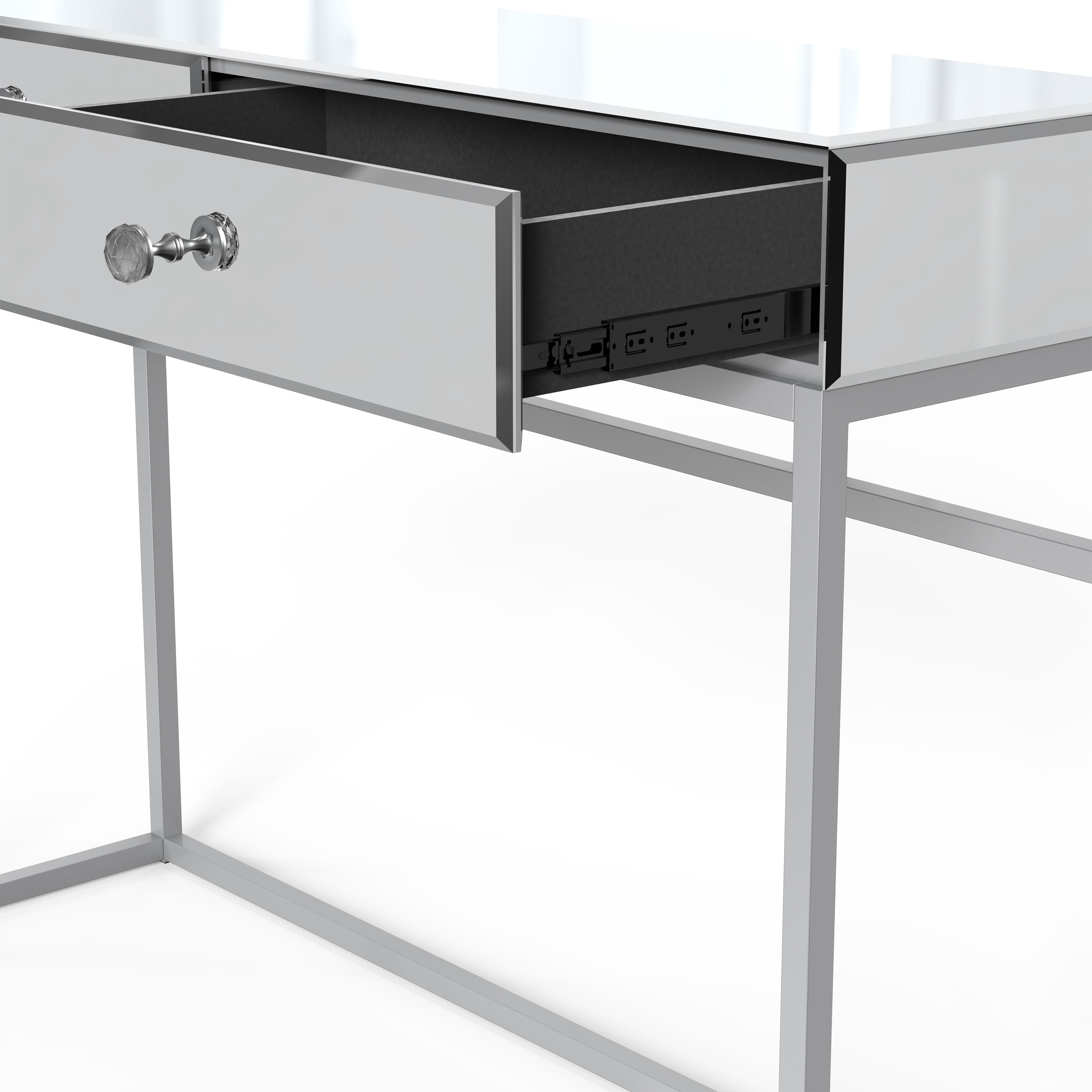 Tribesigns Modern Silver Console Table - 43" Mirrored Entryway Sofa Table With O-Shaped Base For Living Room, Hallway, Or Bedroom
