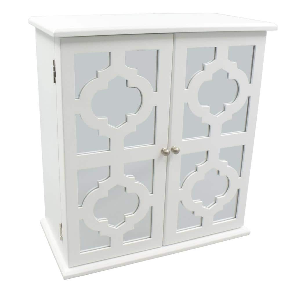 Modern Mirrored Door White Jewelry Box