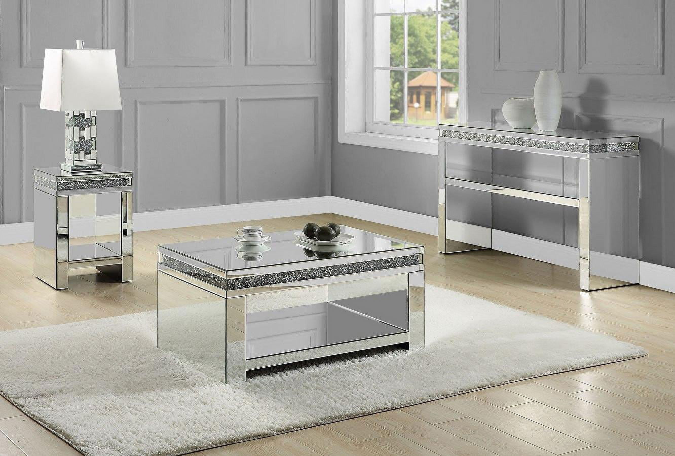 Modern Mirrored & Faux Diamonds 3pcs Coffee Table Set by Acme Noralie 84715-3pcs