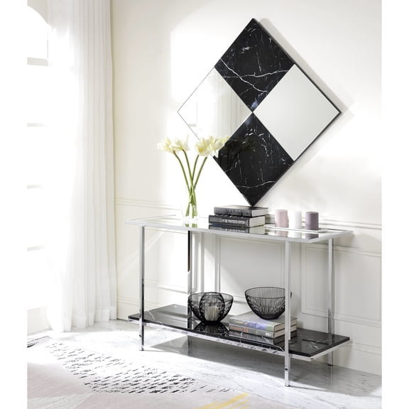 Modern Mirrored Faux Marble Console Table - Versatile For Any Room With Top Up Your