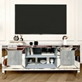 thumbnail image 1 of Atumcto Mirrored TV Stand with Adjustable Storage and Crushed Diamond Glass Doors for 65in TVs, 1 of 14