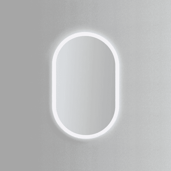 Modern Mirrors Altair Pill Illuminated Vanity Mirror with Frosted Diffused Lighting, Oval Makeup Mirror with Aluminum Frame