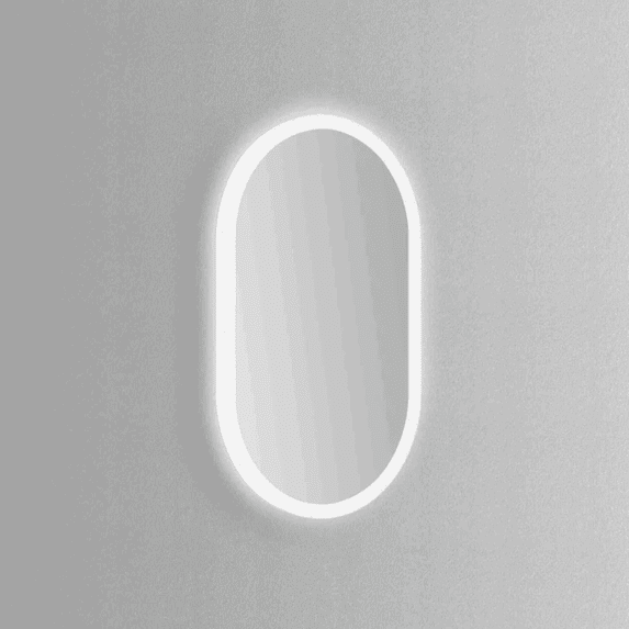 Modern Mirrors Altair Pill Illuminated Vanity Mirror with Frosted Diffused Lighting, Oval Makeup Mirror with Aluminum Frame