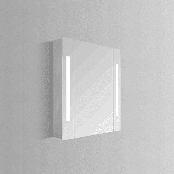 Modern Mirrors Pluto Illuminated Cabinet Mirror with 3x Magnifying Detachable Compact Mirror Inner Door and Compartment Storage