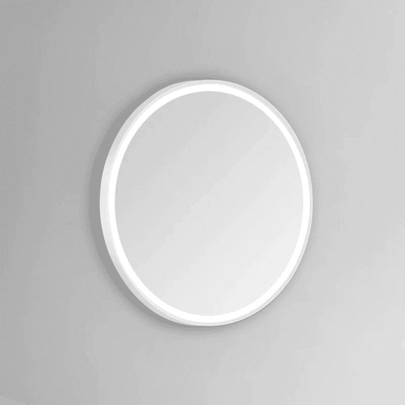 Modern Mirrors Sola Round Lighted Bathroom Mirror, Wall Mirror with Rectangular Aluminum Frame, Wall Mirrors for Bathroom, 30 x 30 inches, White
