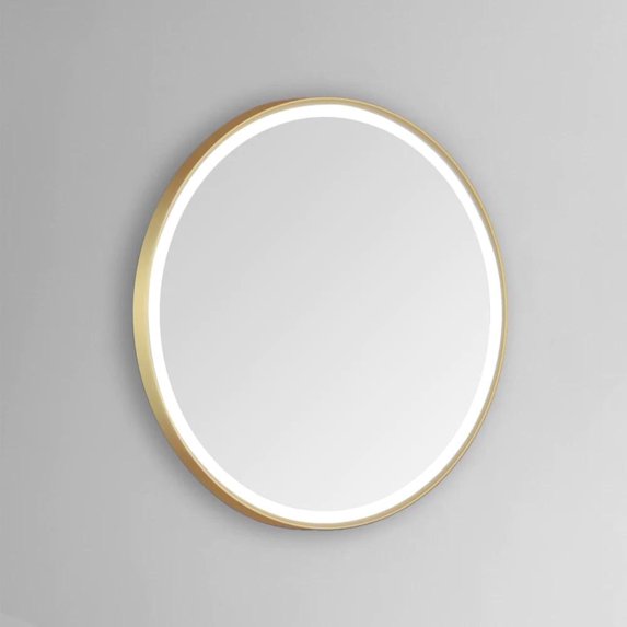 Modern Mirrors Sola Round Lighted Bathroom Vanity Mirror With Aluminum Back Frame and Key Holes