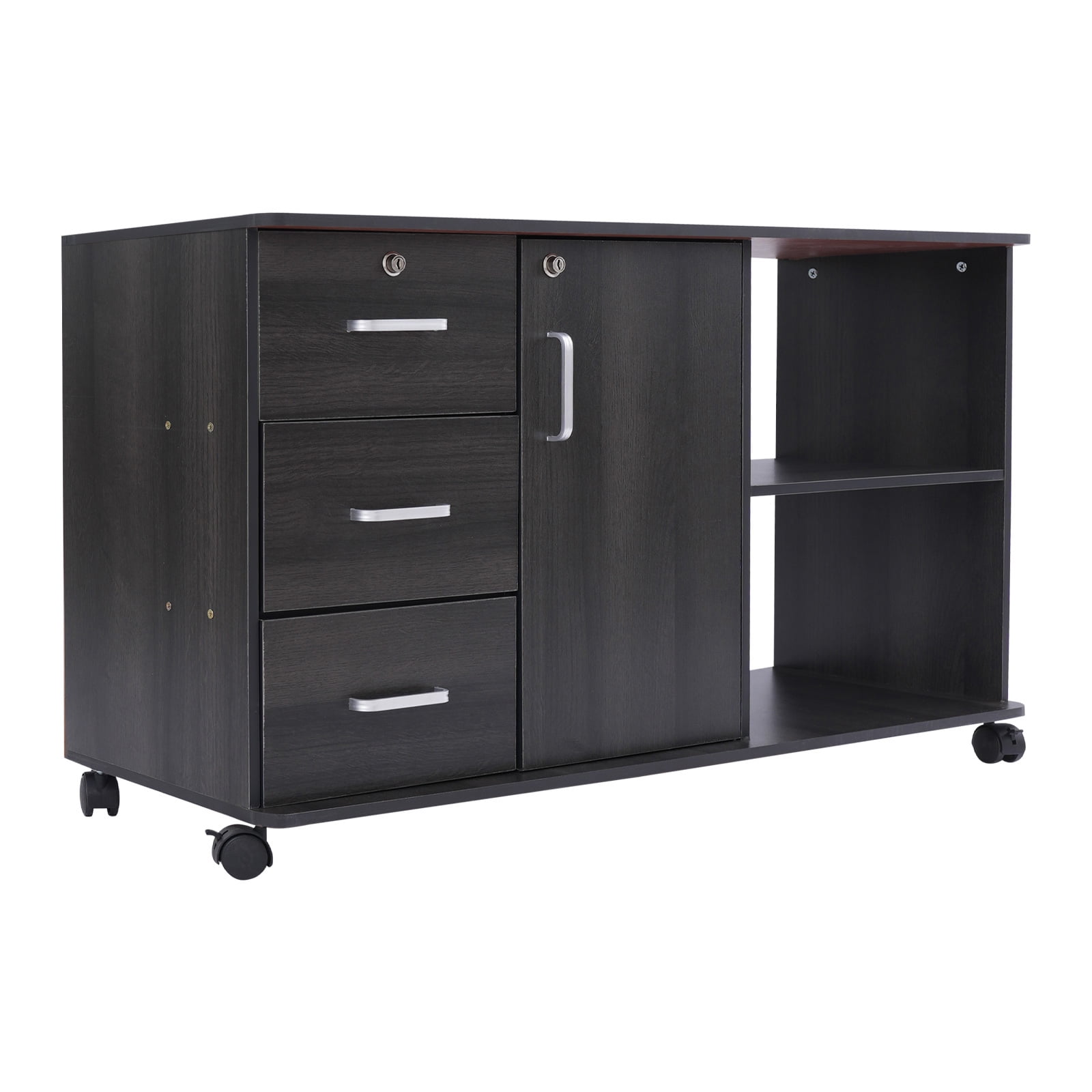 Move File Cabinets Modern Mobile File Cabinet with 3 Drawers, 2 Compartments, and 1 ...