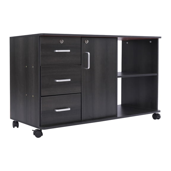 Modern Mobile File Cabinet with 3 Drawers, 2 Compartments, and 1 Cabinet, Easy to Move with 5 Wheels, Ideal for Office Storage