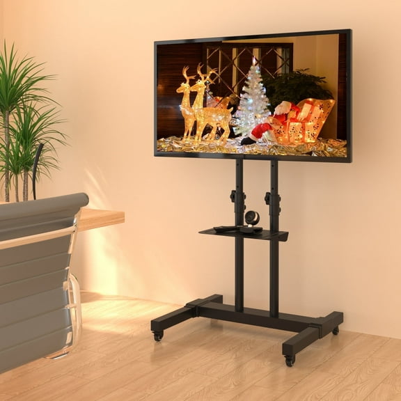 Modern Mobile TV Cart for 75" LCD LED Plasma Flat Panel | Stand with Wheels