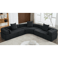 thumbnail image 1 of Modern Modular 3 Piece Couch Free Combination with Semicircular Modular Sofa, 4 Seater Curved Sofa with Upholstered for Living Room, Black, 1 of 9