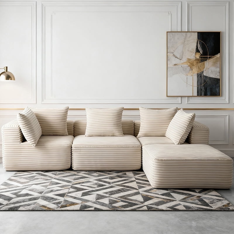 Modern Modular Compression Sofa, 112inch Cloud Sectional Couch With ...