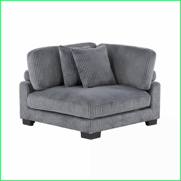 Modern Modular Corner Seat Gray Corduroy Sofa  Adjustable Back/Arms, Reversible Cushions & Pillows | Gray | Plywood | Cushion Back