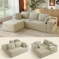 thumbnail image 1 of Modern Modular L-Shape Couch with Chaise, Deep Seat Boneless Sofa Bed, No Assembly Required Sleeper Sofa, Plush Corduroy Fabric, Beige, 1 of 9