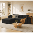thumbnail image 1 of Sectional Sofa, Asofer 105" L-Shape Modular Couch With Corduroy Fabric for Living Room, Free Assembly, Black (Left Facing Chaise), 1 of 11