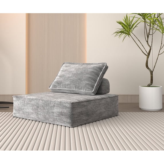 Modern Modular Sectional Single Sofa Couch Single Square Sofa Modern Armless Floor Sofa Couch Accent Armless Chair with Removable Back Cushion for Living Room, Apartment