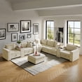 thumbnail image 1 of Modern Modular Sectional Sofa with 2 Versatile Consoles 8-Seater Storage Chenille Couch for Living Room Beige, 1 of 9