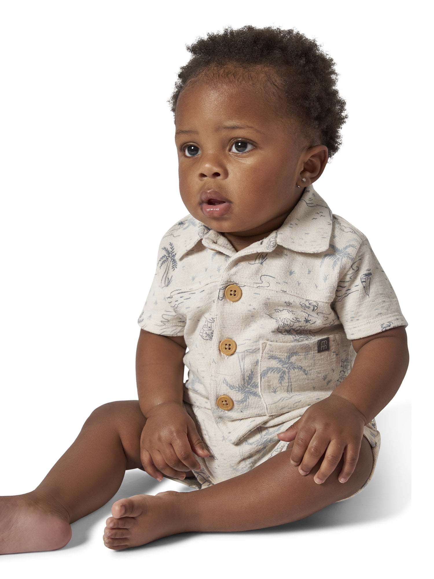 By Gerber Baby Boy Collar Shirt and Short Outfit Set, 2-Piece, 0/3 Months - 24 Months