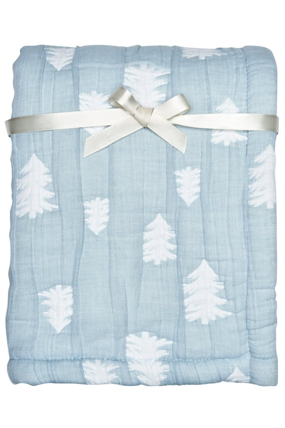 By Gerber Baby Boy Jacquard Gauze Blanket, Blue