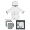 thumbnail image 1 of Modern Moments By Gerber Baby Boy or Girl Unisex Bathrobe & Washcloth Infant Gift Set, 5-Piece, Gray, 1 of 14