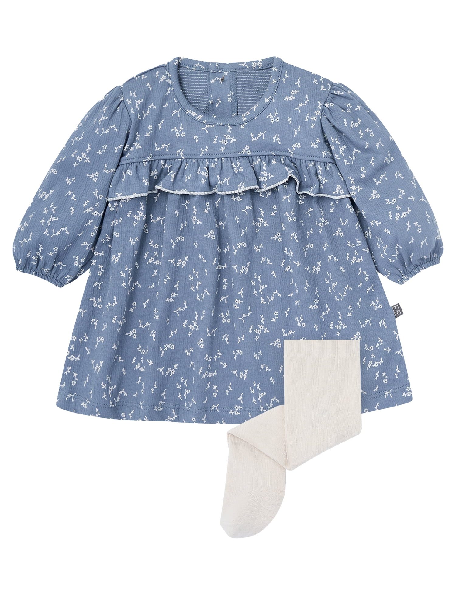 Modern Moments By Gerber Baby Girl Drop Shoulder Dress and Tights Outfit Set, 2-Piece, Sizes 0/3 Months - 24 Months