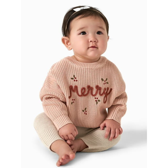 Modern Moments By Gerber Baby Girl Matching Sister Sweater, Sizes 0/3M