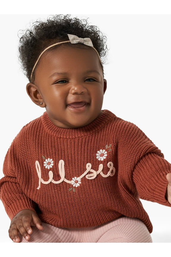 By Gerber Baby Girl Matching Sister Sweater, Sizes 0/3M-18M