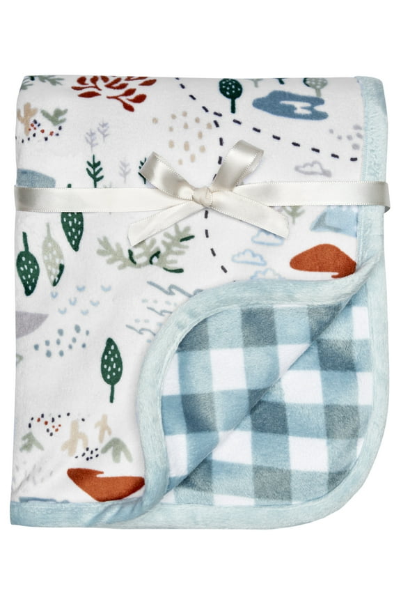 By Gerber Baby & Toddler Boys Reversible Plush Blanket, White