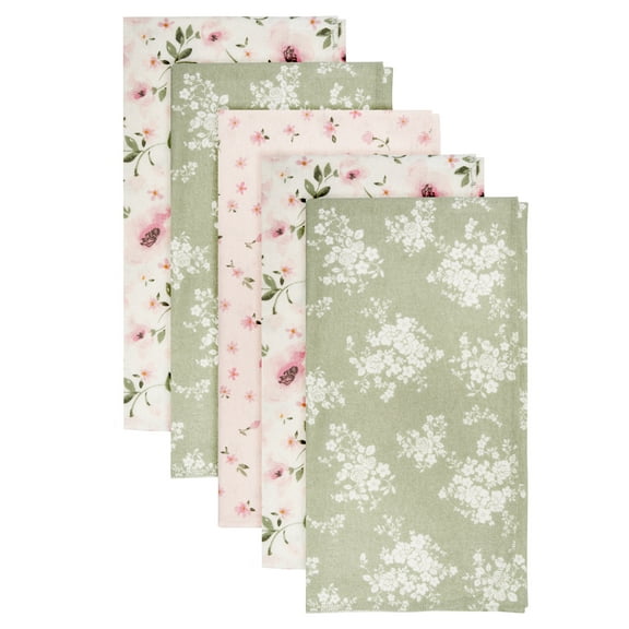 Modern Moments By Gerber Baby & Toddler Girl Flannel Blankets, 5-Pack, Ivory