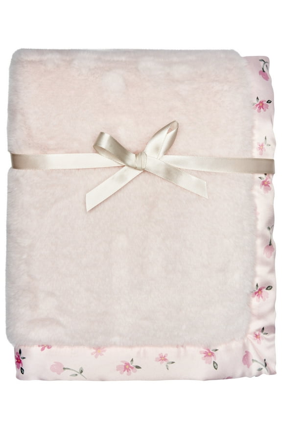 By Gerber Baby & Toddler Girl Plush Blanket with Satin Trim, Light Pink
