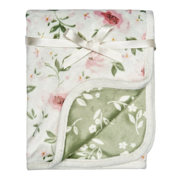 Modern Moments By Gerber Baby & Toddler Girls Reversible Plush Blanket, Ivory