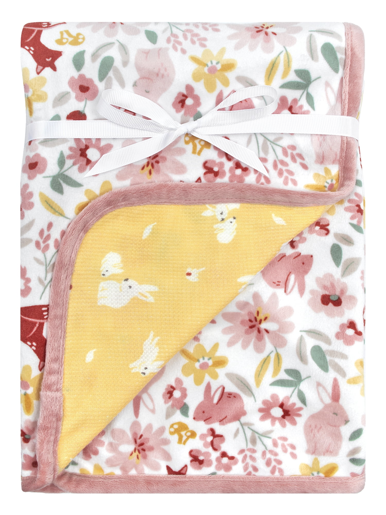 Modern Moments By Gerber Baby & Toddler Girls Reversible Plush Blanket, Yellow