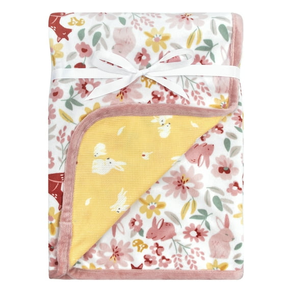 Modern Moments By Gerber Baby & Toddler Girls Reversible Plush Blanket, Yellow