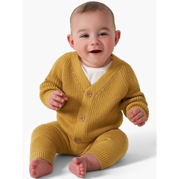 Modern Moments By Gerber Baby Unisex Knit Cardigan Sweater & Jogger Set, 2 Piece, Sizes 0/3-24M
