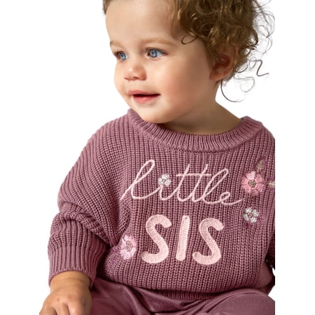 Modern Moments By Gerber Gender Neutral Sibling Matching Sweater, Sizes 0/3 Months - 24 Months