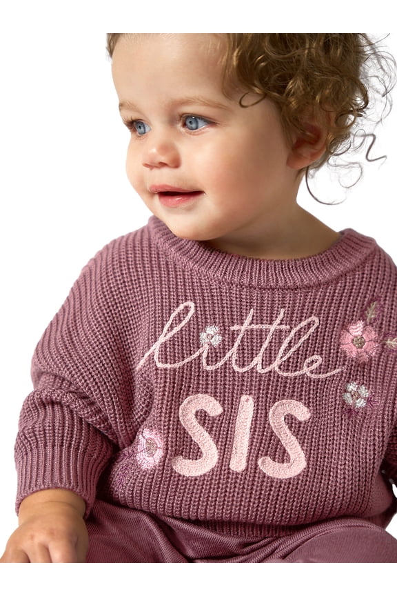 By Gerber Gender Neutral Sibling Matching Sweater, Sizes 0/3 Months - 24 Months