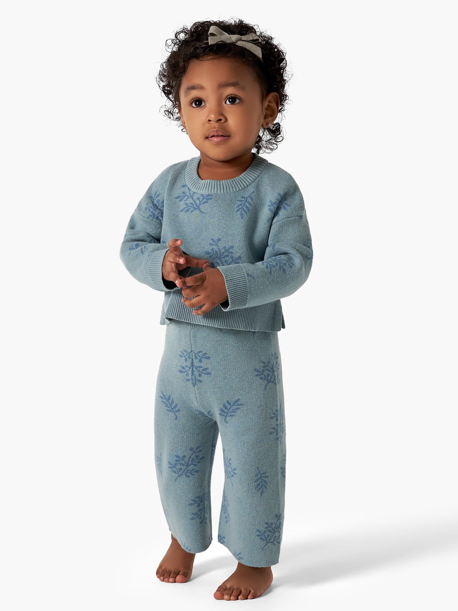 Modern Moments By Gerber Toddler Girl Cotton Jacquard Sweater & Wide ...
