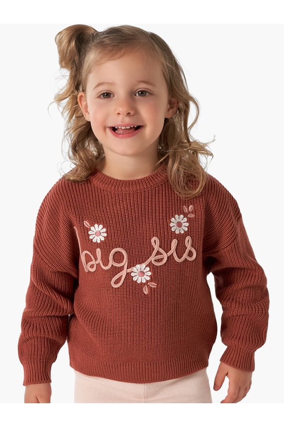 By Gerber Toddler Girl Matching Sister Sweater, Sizes 2T-5T