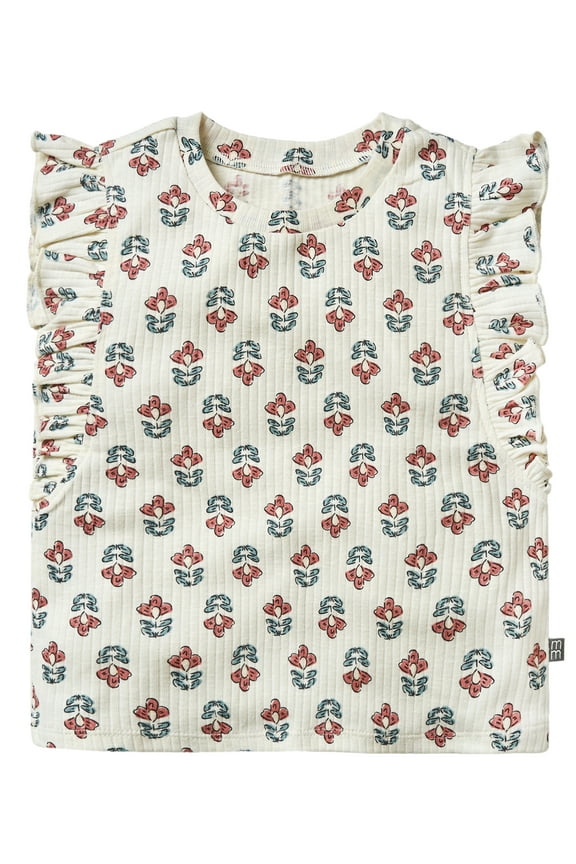 By Gerber Toddler Girl Organic Ruffled Sleeve Top, Sizes 12M-5T