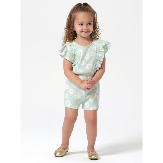 Modern Moments By Gerber Toddler Girl Ribbed Ruffled Romper, (12 months - 5T)