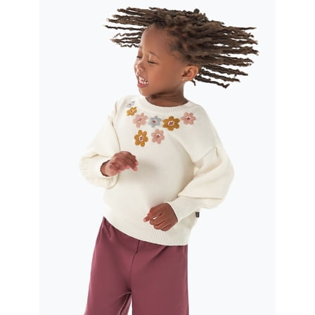 Modern Moments By Gerber Toddler Girl Sweater with Embroidery, Sizes 12 Months - 5T
