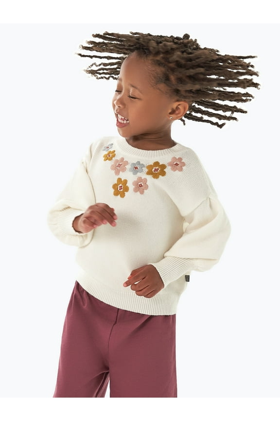 By Gerber Toddler Girl Sweater with Embroidery, Sizes 12 Months - 5T