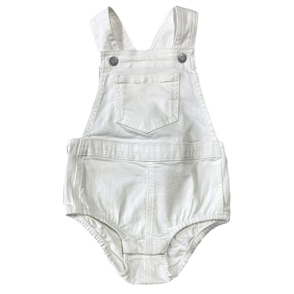 Okie Dokie Infant Toddler Girls White Denim Shortall Overalls 18 Months