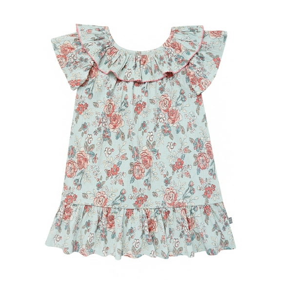 Modern Moments Toddler Girl Ruffle Neck Dress with Picot Stitch, Sizes 12M-5T